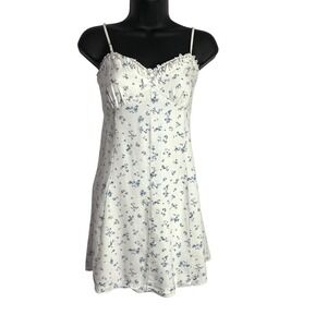 Vintage Trixxi Womens Y2K Babydoll Mini Dress Size L White Ditzy Floral Lined
